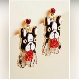 New Torrid Frenchie Heart Charm Earrings